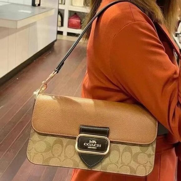 Coach Morgan Shoulder Bag In Colorblock Signature Canvas - Picture 1 of 10